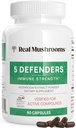 Real Mushrooms 5 Defender - Chaga, Reishi, Türkiye Tail, Maitake & Shiitake for Wellness Support - Mushroom Beta Glucan Capsules - 90 Count