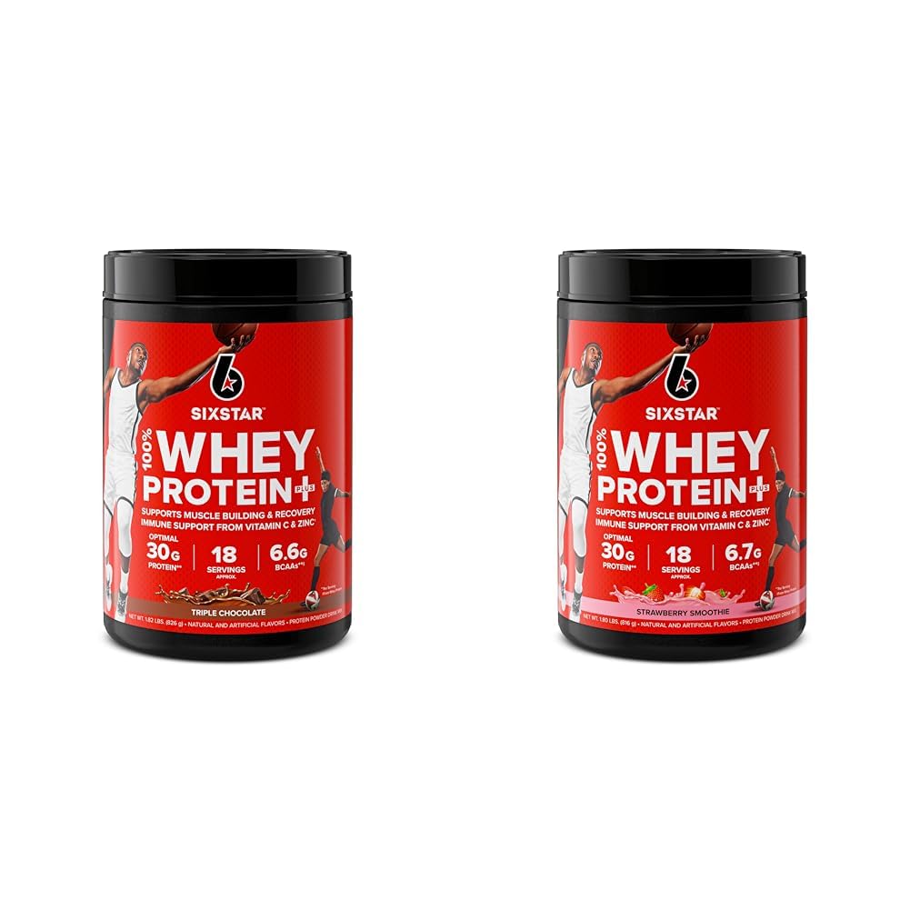 Six Star Elite Serisi 100% Whey Protein Plus Triple Chocolate 1.8lbs US & Elite Series 100% Whey protein Plus Strawberry Smoothie 1.8lbs ABD