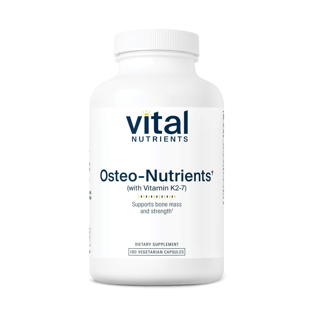 Vital Nutrients Osteo-Nutrients | Vitamin K2 + D3, Kalsiyum, Bone & Heart Support* | Vegetarian Supplement | Gluten, Süt, Soy Free | 180 Capsules