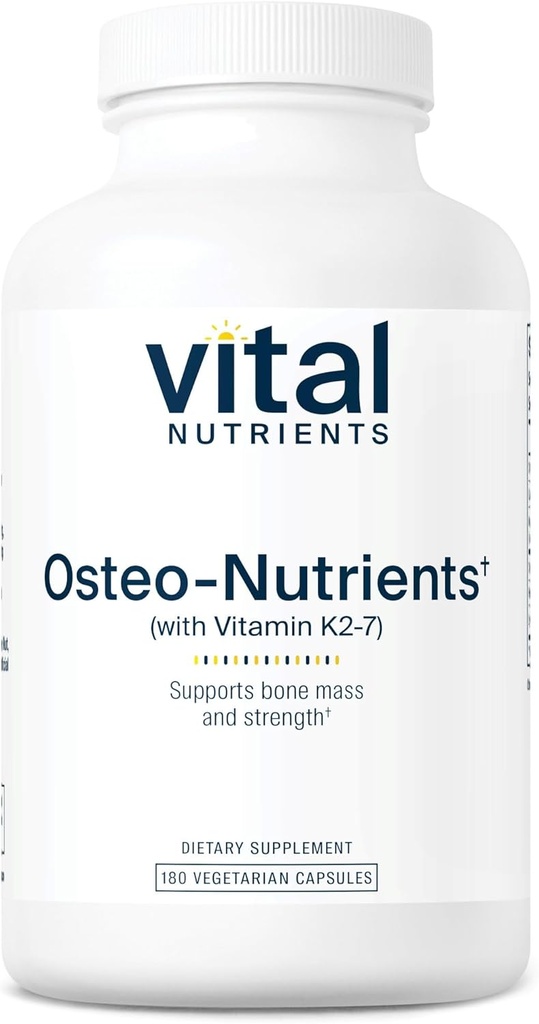 Vital Nutrients Osteo-Nutrients | Vitamin K2 + D3, Kalsiyum, Bone & Heart Support* | Vegetarian Supplement | Gluten, Süt, Soy Free | 180 Capsules