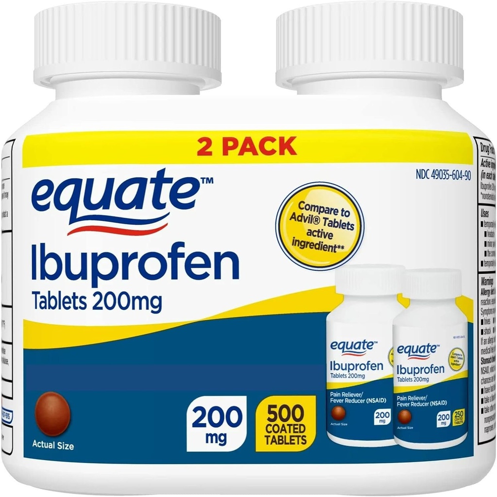 Equate Ibuprofen Tabletleri, 200 mg, Twin Pack, 500 Count