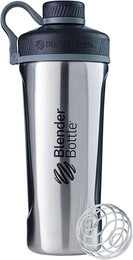 BlenderBottle Hair Shaker Cup, Paslanmaz Çelik Su Şişesini Wiresk, 26-Ounce, Natural/Black