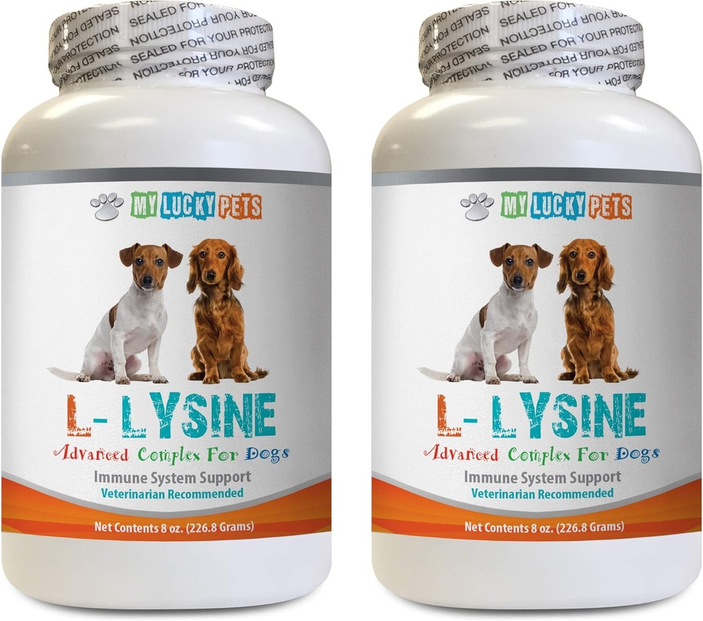 Köpek Immune Kuralları - Köpek LYSINE Toz - Pure Toz Form - Immune System Support - Vet Önerilen - Köpekler için l-lysine - 2 Şişe (16oz 453.6 Grams)