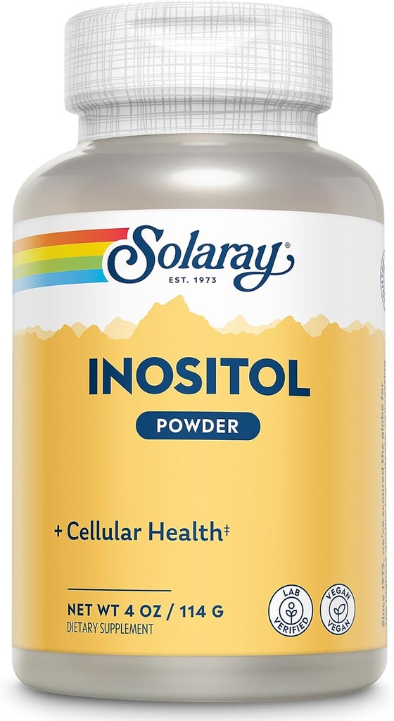 SOLARAY Pure Inositol Toz - Hücre Sağlığı Desteği - Vegan, Lab Onaylandı - 163 Hizmet, 4 OZ (4oz, 162 Serv.)