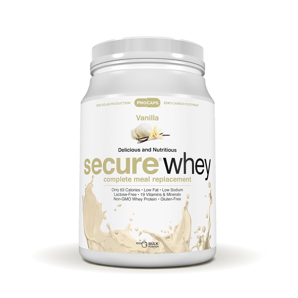 ANDREW LESSMAN Secure Whey Complete Meal Replacement - Vanilla 60 Servings - Μόνο 63 θερμίδες, 7 γραμμάρια πρωτεΐνη ορού γάλακτος, βιταμίνες, ορυκτά, χαμηλής περιεκτικότητας, θρεπτικά, νοστιμότατα, αναμιγνύεται άμεσα