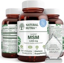 Doğal Nutra OptiMSM, Sulfur ile MSM Supplement, Saçların İncelenmesi, Ortak Flexability ve Bone Health, Cartilage Health, Helps Supports Fluid Balance, 1000 mg, (120) Vegan Tabletleri