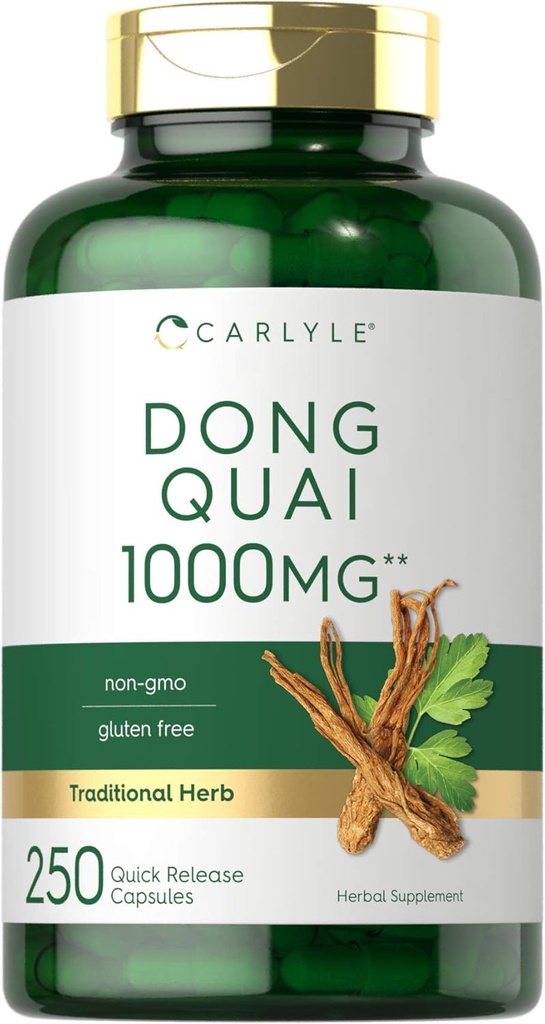 Carlyle Dong Quai Capsules | 1000 mg | 250 Count | Non-GMO ve Gluten Free Supplement | Geleneksel Herb