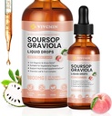 Graviola Soursop Broşürü Sıvı - Soursop Bitters Sıvı, Destek Immune, Relax, Liver ve Sleep, Sugar & Alkol-Free, Highly Absorbable Formula, White Peach Flavor, 2 Fl Oz