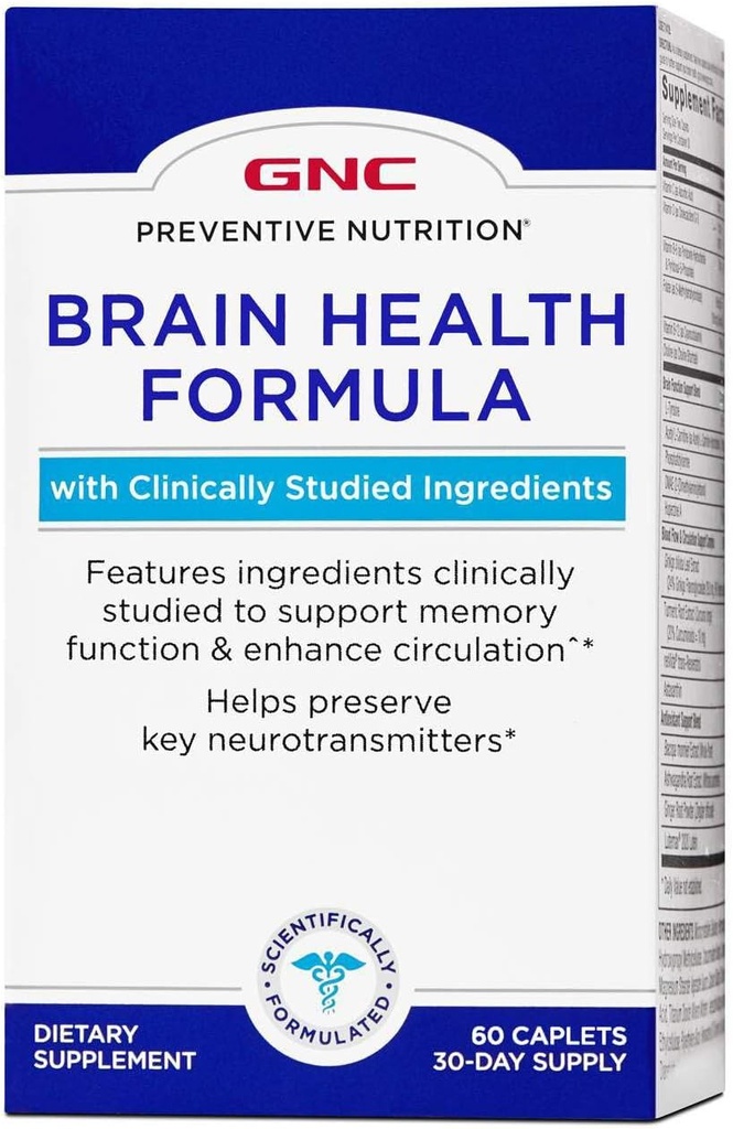 GNC Önleme Beslenme Beyin Sağlığı Formula, 60 Caplets, Supports Memory Function and improves Circulation
