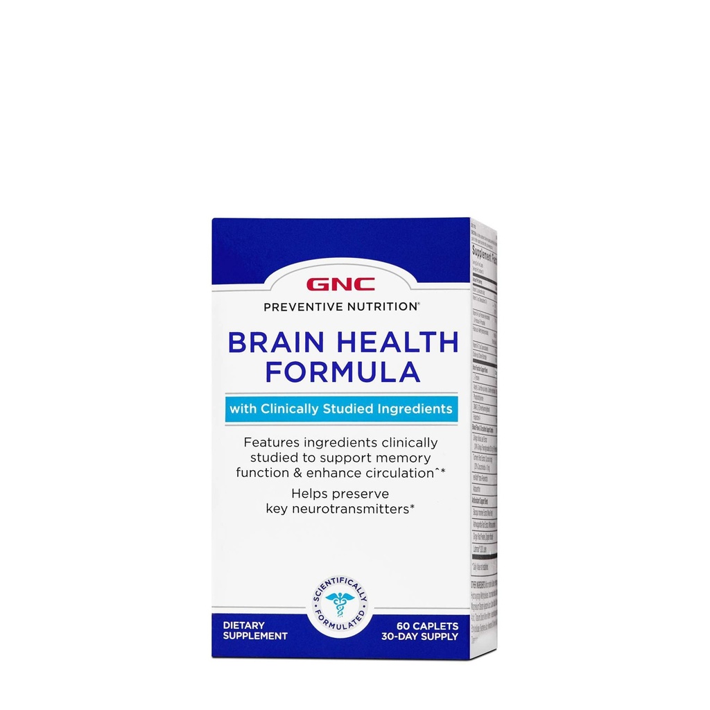 GNC Önleme Beslenme Beyin Sağlığı Formula, 60 Caplets, Supports Memory Function and improves Circulation