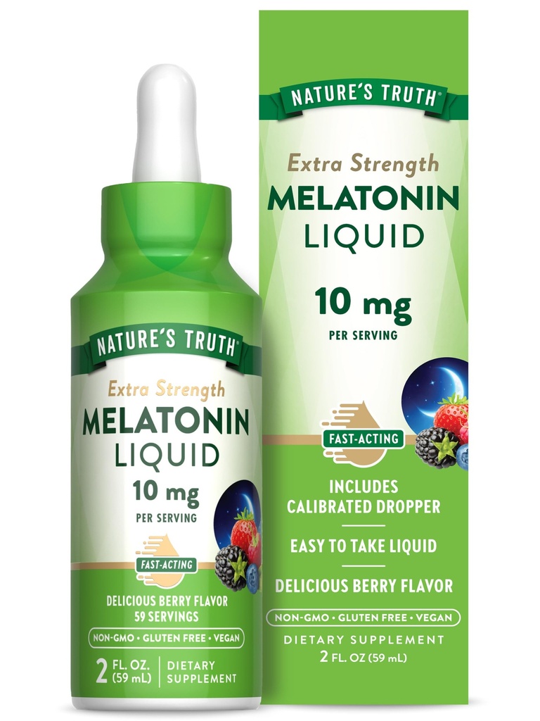 Doğanın Gerçek Melatonin Sıvı | 10 mg | 2 Fl oz Yetişkinler için maksimum Güç | Berry Flavor | Vegan, Non-GMO & Gluten Free Supplement Supplement