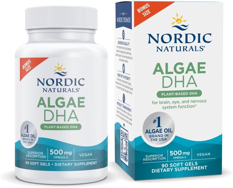 Nordic Naturals Algae DHA - 90 Soft Gels - 500 mg Omega-3 DHA - sertifikalı Vegan Algae Oil - Plant-Based DHA - Beyin, Eye & Nervous System Support - Non-GMO - 45 Hizmetler