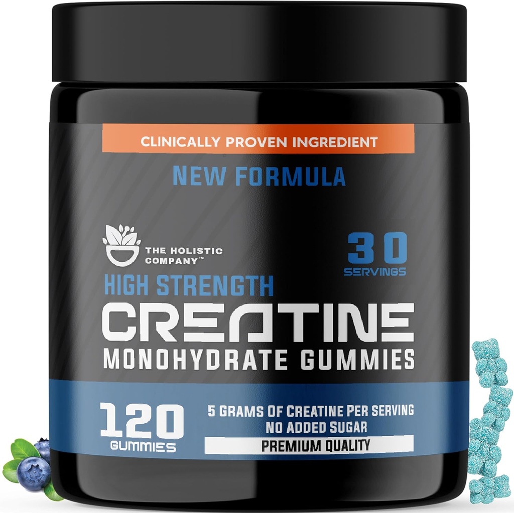 Υψηλής αντοχής μονοένυδρες Gummies Creatine - 5Grams ανά υπηρεσία, προ προπόνηση Gummies, Blueberry Flavored Creatine Monohydrate Gummies