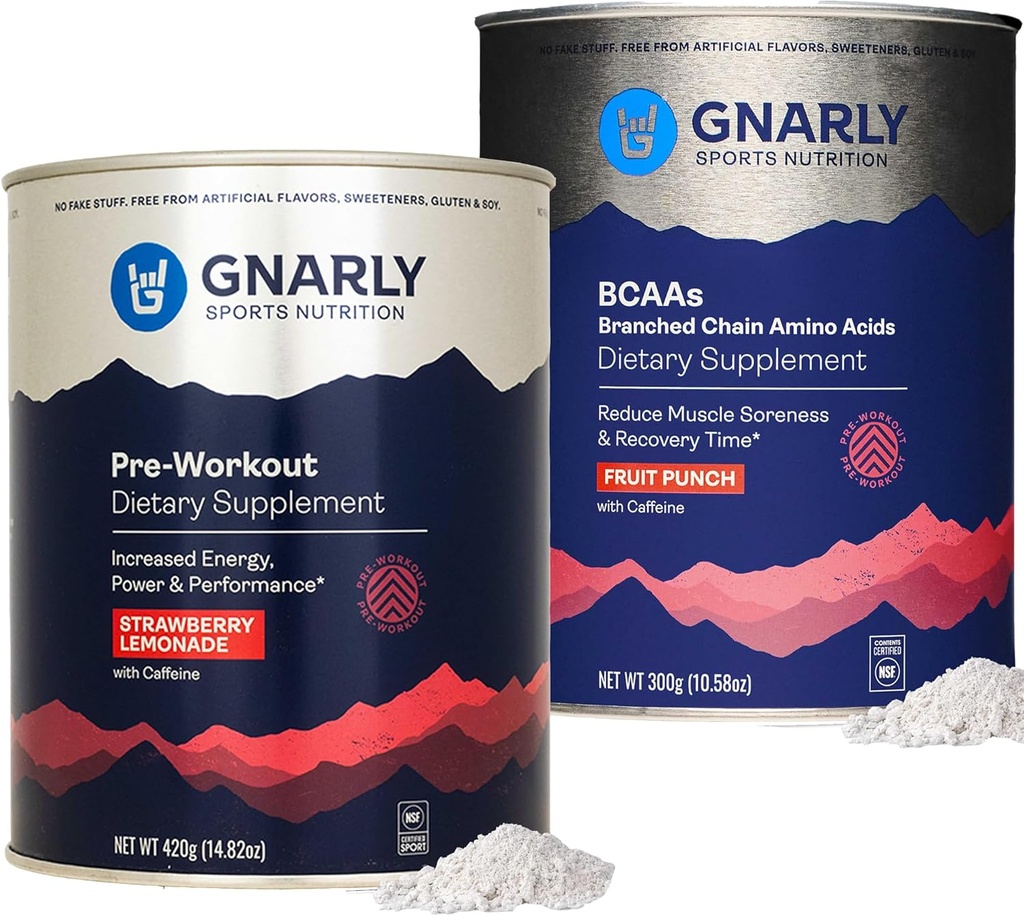 Gnarly Beslenme Gnarly Preworkout Strawberry Lemonade (14.82oz) BCAAs Meyvesi (10.58oz)