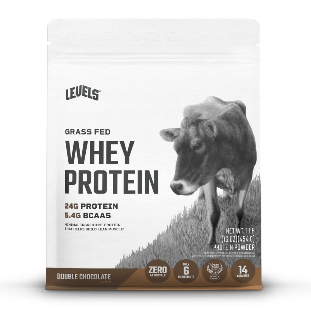 Seviyeler Grass Fed Whey Protein Toz, Yapay Değil, 24G Protein, Çift Çikolata, 1LB