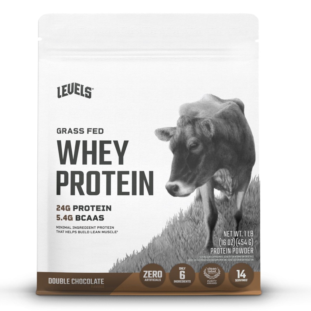 Seviyeler Grass Fed Whey Protein Toz, Yapay Değil, 24G Protein, Çift Çikolata, 1LB