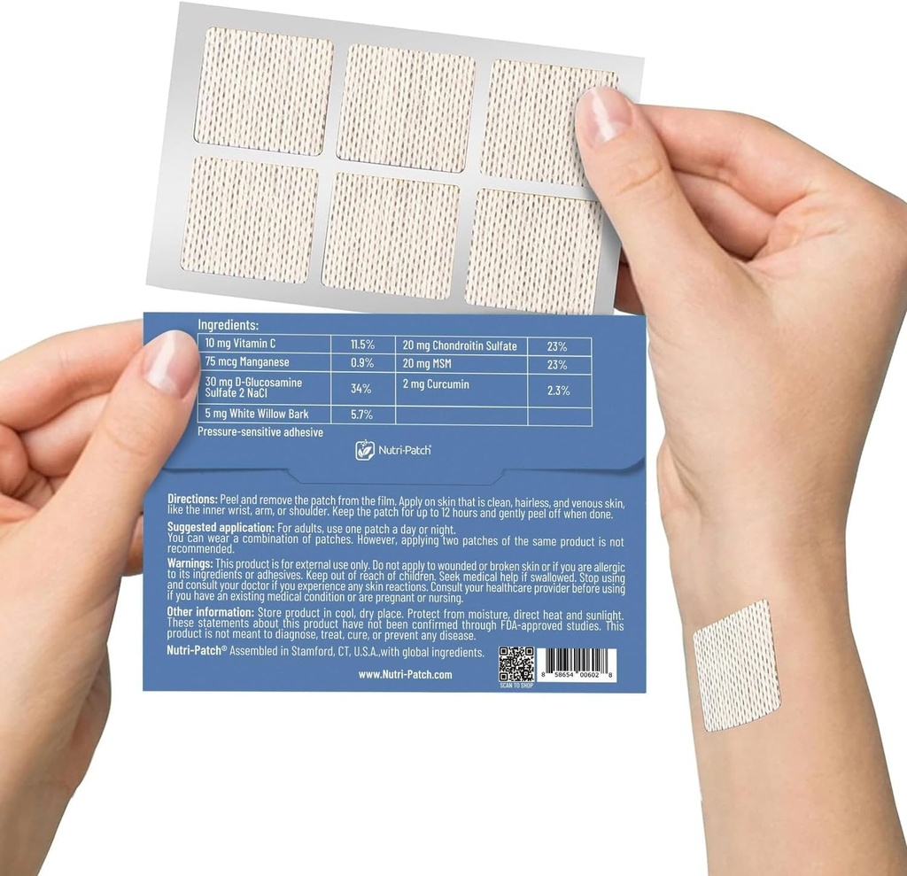 NUTRI-PATCH Inflam Topical Skin Patch | Turmeric, MSM, White Willow Bark ve C, 30 Count