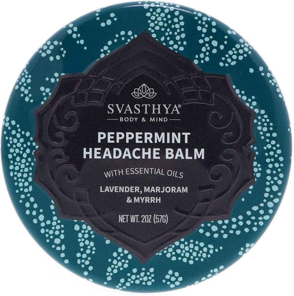 Svasthya Σώμα & Μυαλό Peppermint Κεφαλαλγία Μπάλα από Svasthya - Instant & Lasting Sinus, Ημικρανία & Άγχος Κεφαλαλγία Ανακούφιση, Έχει Peppermint, Λεβάντα, Marjoram, Μύρο - 100% Φυσικό, Κατασκευασμένο στις ΗΠΑ, 2 oz