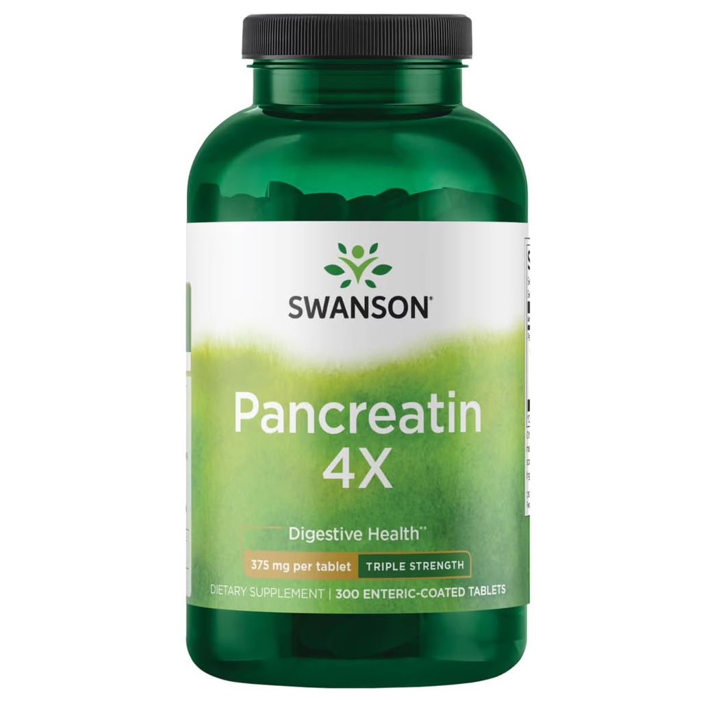 Swanson Triple-Strength Pancreatin 4X Enzyme - 375 mg, 300 Tabs