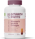 SmartyPants Women's Multivitamin Gummies: Omega 3 Fish Oil (EPA/DHA), Metilaf, CoQ10, Vitamin D3, C, B12, B6, A, K & çinko, Inositol, Gluten Free, 120 Kont (20 Day Supply)