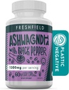 Freshfield Ashwagandha with Black Pepper. Vegan Friendly Supplement for Adrenal Fatigue Support, Muscle Memory, Thyroid and Strength. Tüm Doğal 1300 mg Capsules
