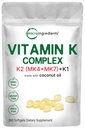 Micro Ingredients Super Vitamin K Complex (K2 MK7 + MK4 & K1), 360 Coconut Oil Softgles 