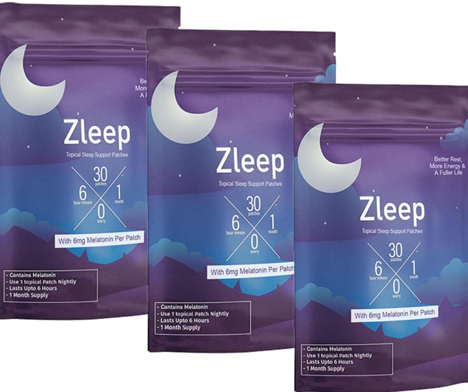 Zleep - Uyku Patches w/Dream Kompleksi ve Melatonin Kalite Uykuyu Geliştirmek ve Tirajı Azmak (3 Paket, 90 Patches)