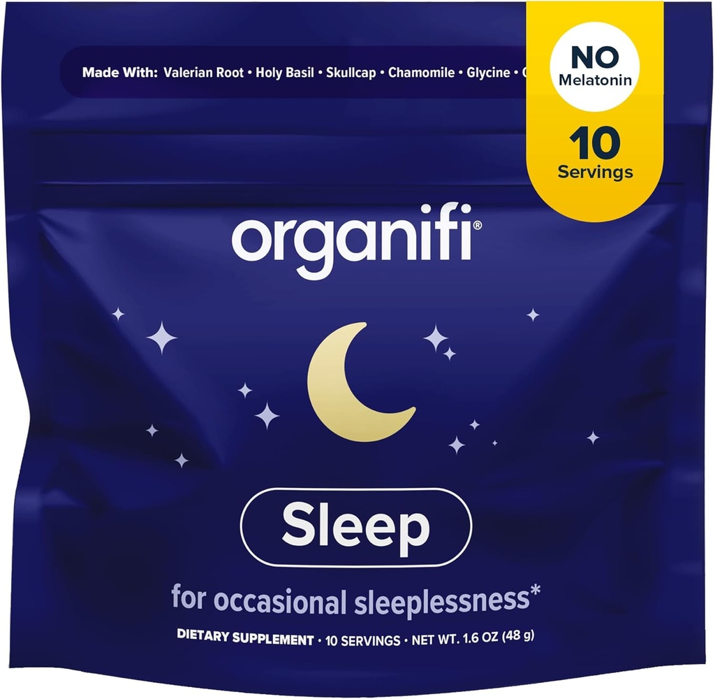 Organifi Sleep - Sleep Support with Valerian Root, Lavender, GABA και L-theanine - Όχι Μελατονίνη - Χαλαρωτικό και χαλαρωτικό Νυχτερινό Ποτό - Χωρίς Γλουτένη, Γαλακτοκομικά ή Σόγια