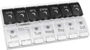 EZY DOSE Push Button (7-Day) Pill Case, Medicine Planner, Vitamin Organizer, 2 φορές την ημέρα AM/PM, Αποσπώμενοι Δίσκοι, Μεγάλα Διαμερίσματα, Αρθρίτιδα Φιλικό, Ανοιχτό Μαύρο και Λευκό Lids, BPA Δωρεάν