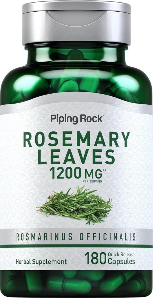 Piping Rock Rosemary 1200 mg | 180 Capsules | Herbal Plant Extract | Non-GMO, Gluten Free Supplement