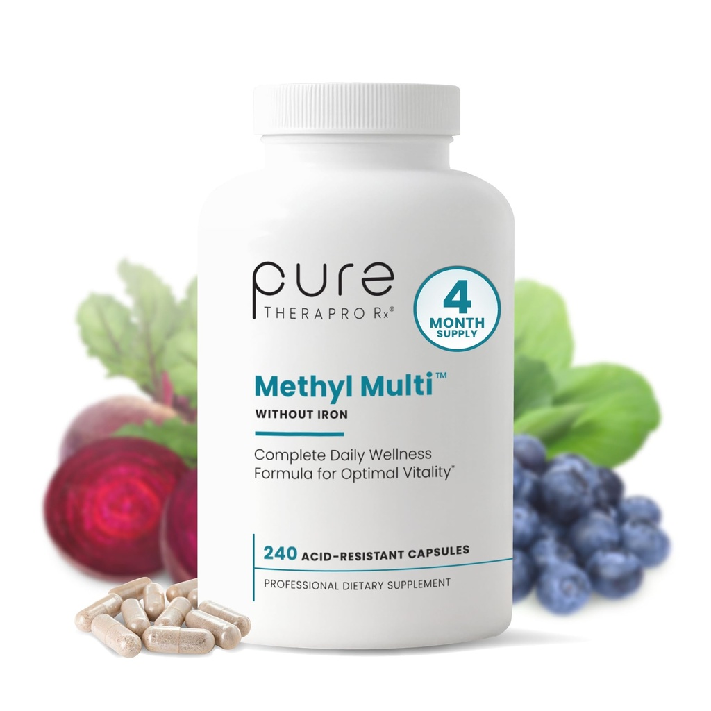 Pure Therapro Rx Torchated Multivitamin for Men and Women |til Multi Without Iron + Torch B12 & Torchfolate | Pharma Grade | 240 Capsules, 4-Month Supply