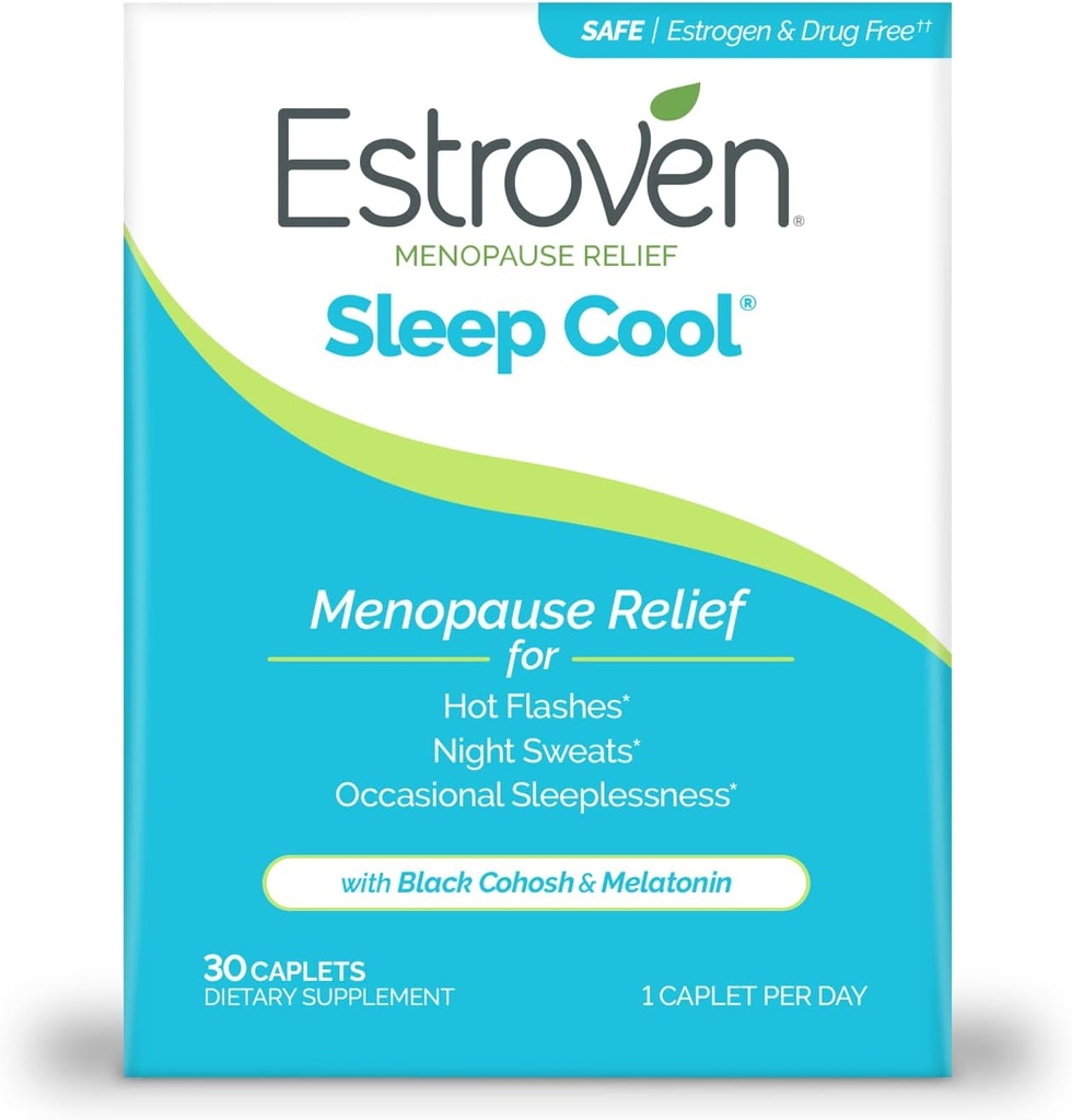 Estroven Sleep Cool for Menopause Relief, 30 Ct, Sleep Support Supplement with Klinik olarak Proven Materialss to Relieve Menopause Belirtileri artı Gece Ters & Hot Flash Relief, Drug-No & Gluten-No