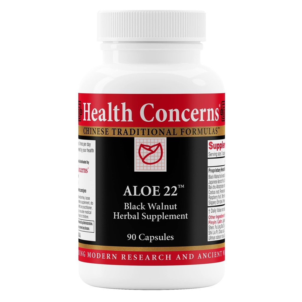 Sağlık Endişeleri Aloe 22 – Digestive Support & Intestinal Cleanse – Constipation, Bloating & Parasite Detox Supplement – Black Walnut, Ginger, Myrobalan & Aloe Vera Herbal Formula – 90 Capsules
