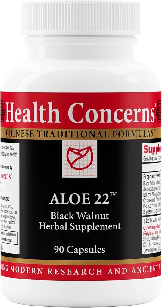 Sağlık Endişeleri Aloe 22 – Digestive Support & Intestinal Cleanse – Constipation, Bloating & Parasite Detox Supplement – Black Walnut, Ginger, Myrobalan & Aloe Vera Herbal Formula – 90 Capsules