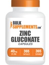 BulkSupplements.com çinko Gluconate Capsules - çinko Supplements, Immune Support - Gluten Free, 1 Capsule per Service, Count 365 (Pack of 1)