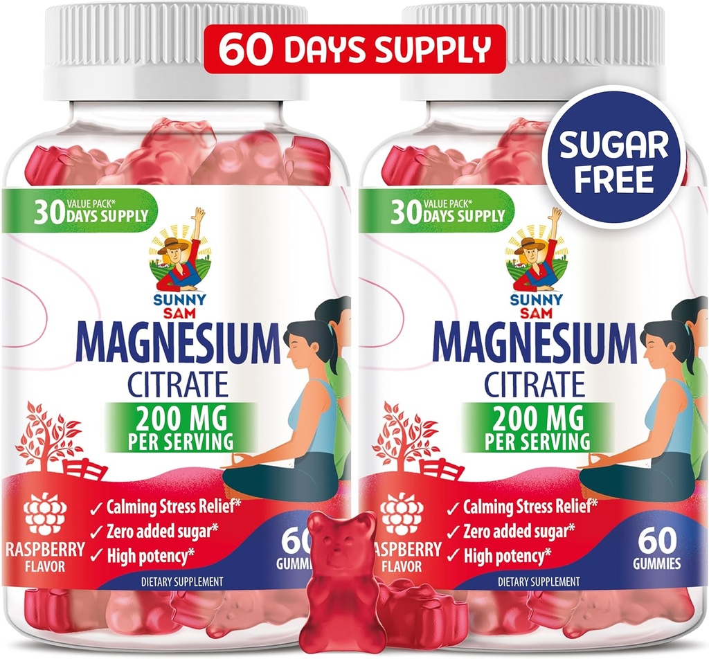Μαγνήσιο Gummies για παιδιά & ενήλικες - 200mg - Ήρεμες μάσημα μαγνησίου - Μαγνήσιο Κιτρικό Μασώμενα συμπλήρωμα για Mood & μυϊκή υποστήριξη