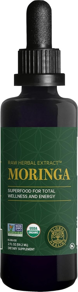 Global şifa Merkezi - Organik Moringa Oleifera Ekstralar, Moringa Supplement-Vegan from Tree Leaves-Max A Vitaminler ve Mineraller - Toz Formundan Daha Fazla Potency (2 Fl Oz)