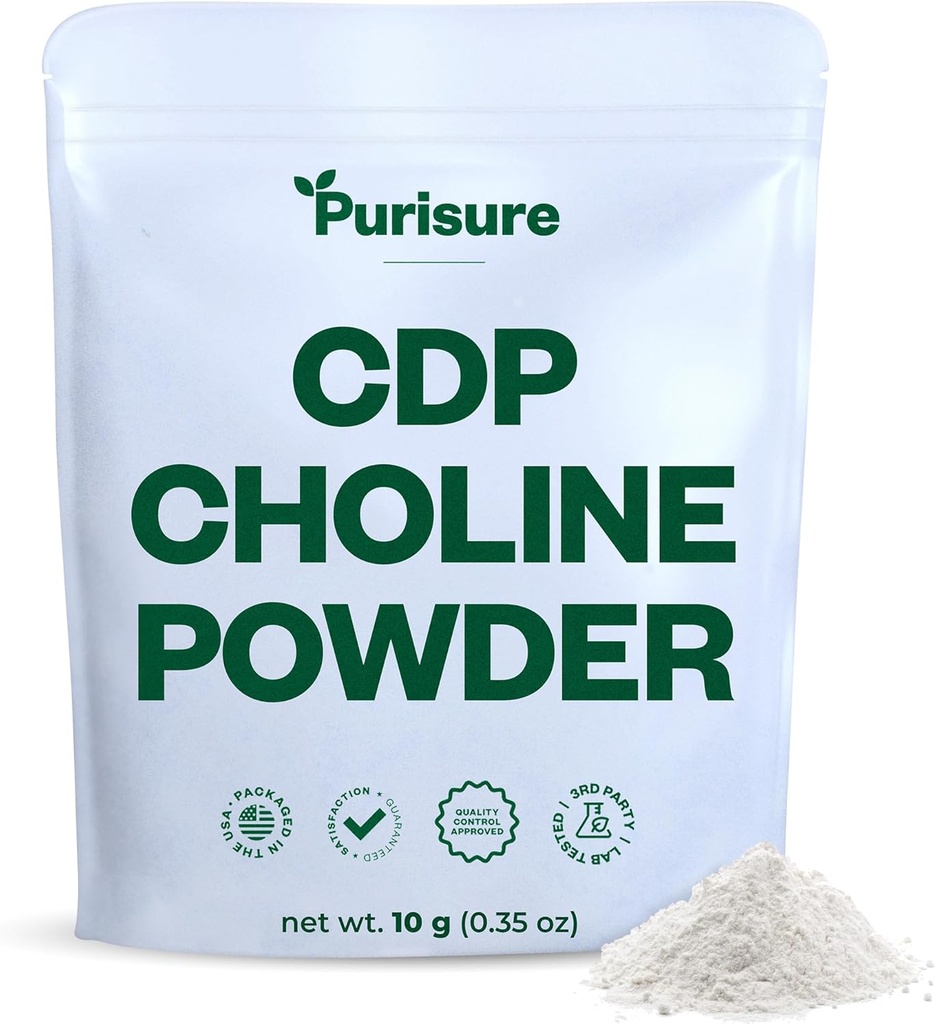 CDP Choline Toz, 10g, CDP Choline Supplements That Support Care, Focus, and Energy, Citicoline Toz for Cognitive Function, improves Motivasyon ve Verimlilik, 40 Hizmetler