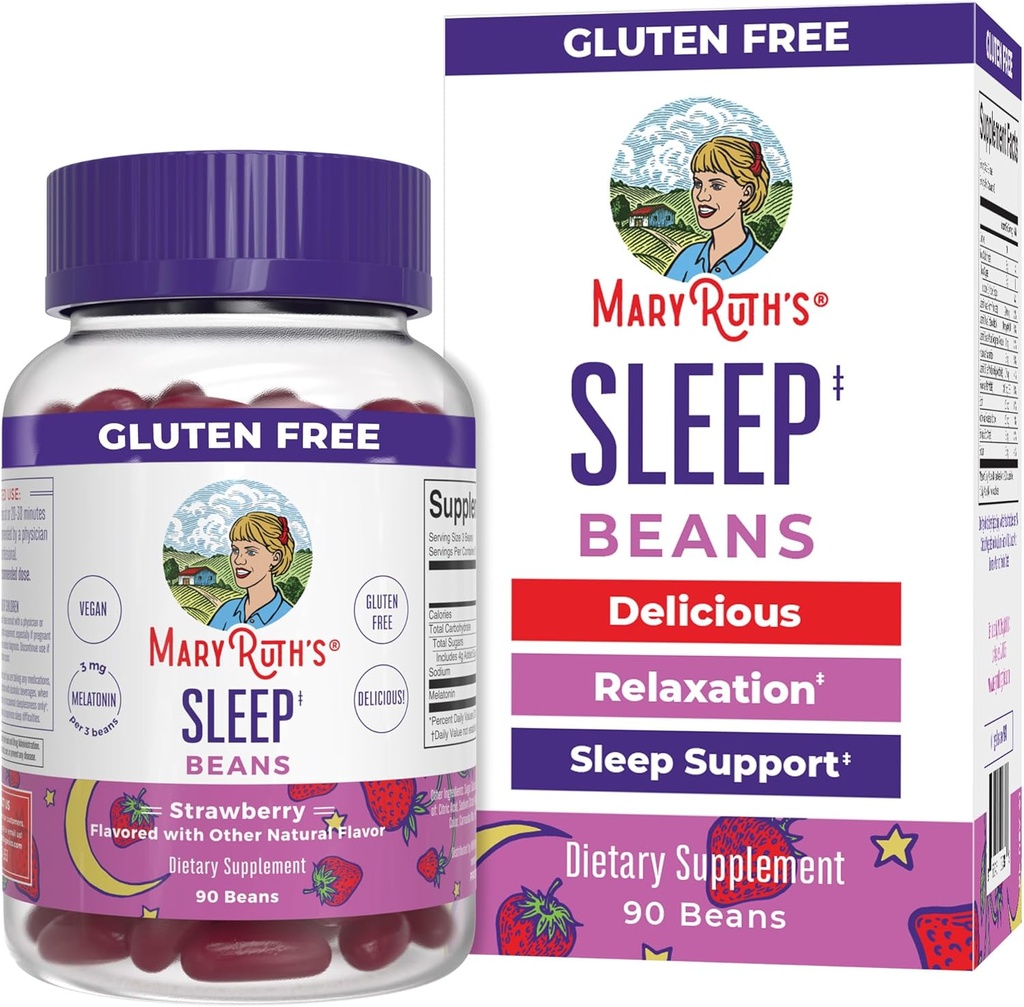 MaryRuth Organics Melatonin Vita-Beans Yetişkinler için | Rahatlama ve Uyku Desteği 14 | Vegan | Non-GMO | Gluten Ücretsiz | 90