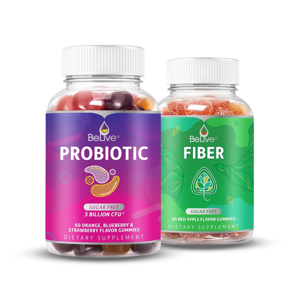 BeLive Digestive Sche Probiyotik ve Fiber Gummies for Digestive and Gut Health, Sugar Free, Vegan