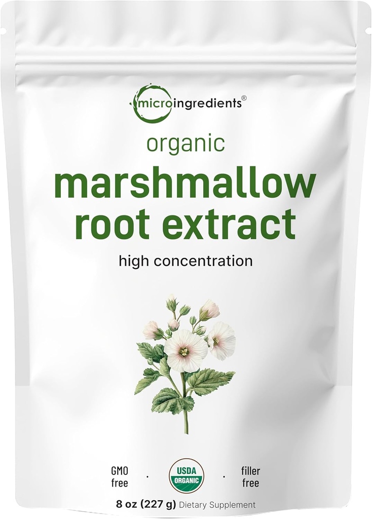 Mikro Malzemeler Organik Marshmallow Kök Toz, 8 Ounce, Filler Ücretsiz ve Geleneksel olarak kullanılır, Destekler Digestive Gastrointestinal Health, Non-Irradiated and No GMOs, Vegan Friendly Friendly Friendly