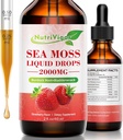 Sea Moss Liquid Drops - 2000 mg Irish Sea Moss Supplement with Burdock Root & Bladderwrack, Qrganic Seamoss Raw for Immunity, Digestive, Ortak & Thyroid, Strawberry, 2 Fl. Oz /
