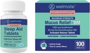 WELMATE Ψυχρή & γρίπη Νυχτερινή Αντλία: Mucus Relief DM 1200mg Guaifenesin & 60mg DXM (100 Ct) για την ανακούφιση του βήχα και της συμπύκνωσης + Doxylamine ηλεκτρική 25mg Sleep Aid (200 δισκία)