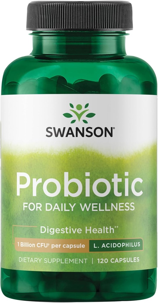 Swanson Probiyotik - İngestive Health Supplement w / 1 Milyar CFU per Capsule - Natural Formula Bowel Regularity & Daily Wellness - (120 Capsules)