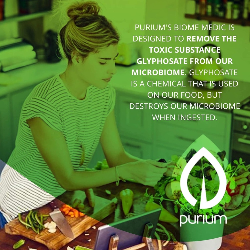 Purium Biome Medic - 60 Vegan Capsules - Gut Health Support Supplement, Takes GMO Toxins, Supports Good Bakteri, Tamirs Microbiome - Vegetarian, Gluten Free - 60 hizmet