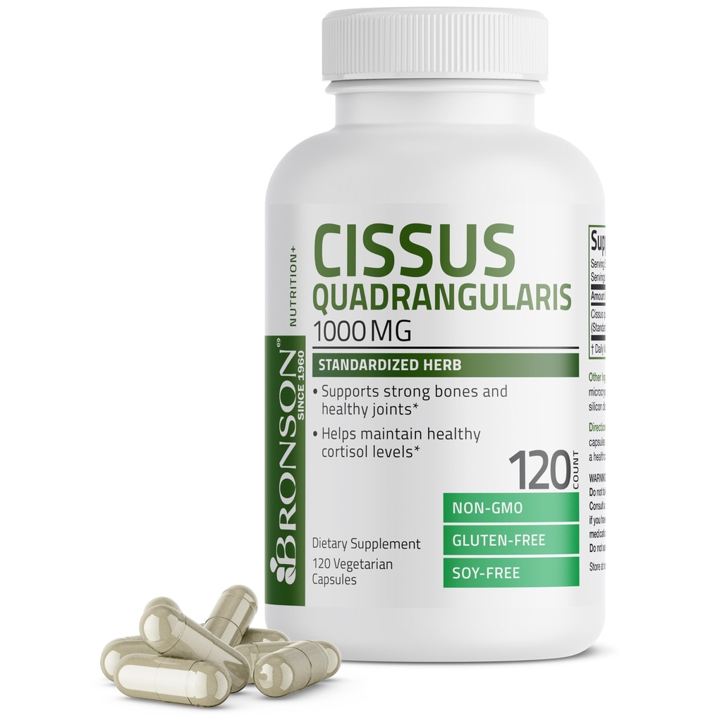 Bronson Cissus Quadrangularis Türbin 1000 mg Capsules - Güçlü Bones & Health Joints - Non-GMO, 120 Vegetarian Capsules