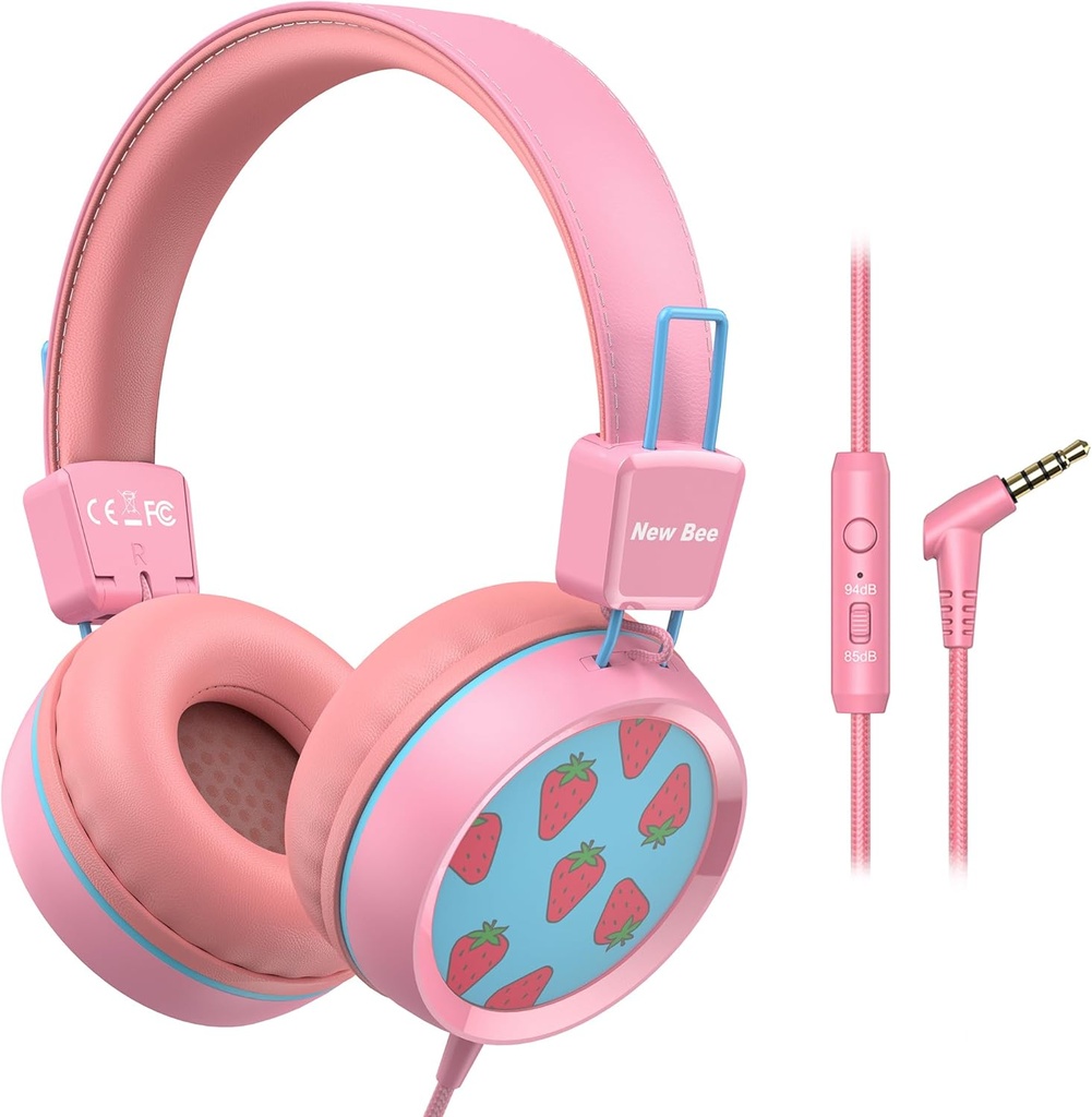 Yeni Arı Çocukları Microphone KH20 HD Stereo Güvenli Cilt Sınırlı 85dB/94dB Kız/Mac / Android / Kindle /Tablet /Pad (Pink) için Telsiz Hafif