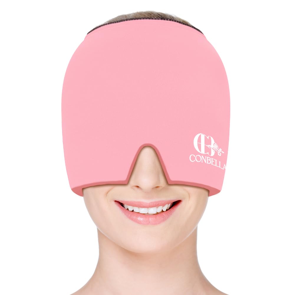 Migraine Relief Cap, Soothing Headache Ice Face Maske Ürünleri, Sıcak ve Soğuk Terapi, Migraine Headache Relief Cap for Migraine, Sinus, Puffy Eyes, Ger, Stres ve Hangover (Pink)
