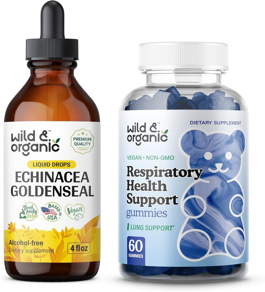 Άγρια & οργανικά Echinacea Goldenseal Βάμμα 4 fl oz & Lung Detox Gummies