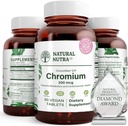 Natural Nutra GTF Chromium Polynicotinate with ChromeMate, Supports Body Metabolism, Body Health, Cardiovascular Health 200 mcg, 60 Vegan Tablets